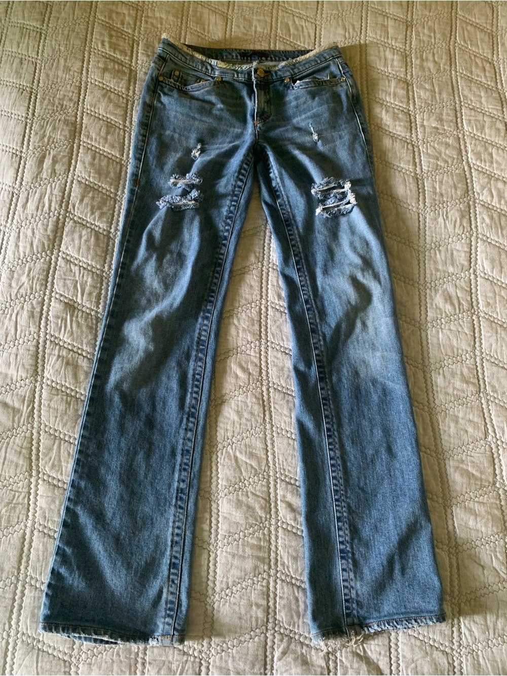 Roberto Cavalli Blue Distressed Straight-Leg Jeans Size 42 (US 6)